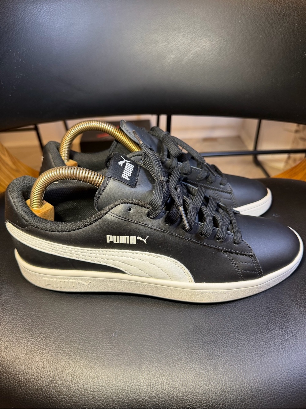 Puma Black Sneakers with White Formstrip